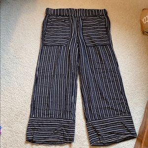 Loft Cropped Pants - Black with White Stripes